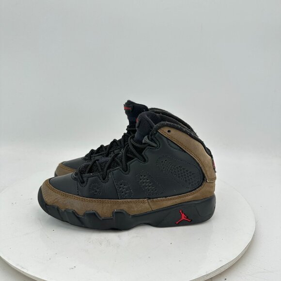 Nike Air Jordan Retro 9 Kids Size 12C 401811 030 Olive Black Red Green Shoes - Picture 1 of 11